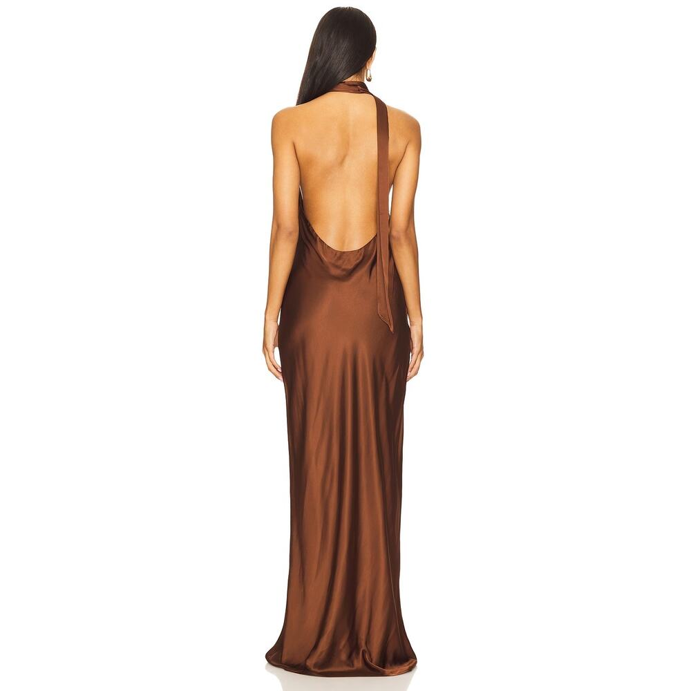 NBD Naila Halter Neck Gown Maxi Satin Party Formal Evening Elegant Gala Prom M - Picture 3 of 11